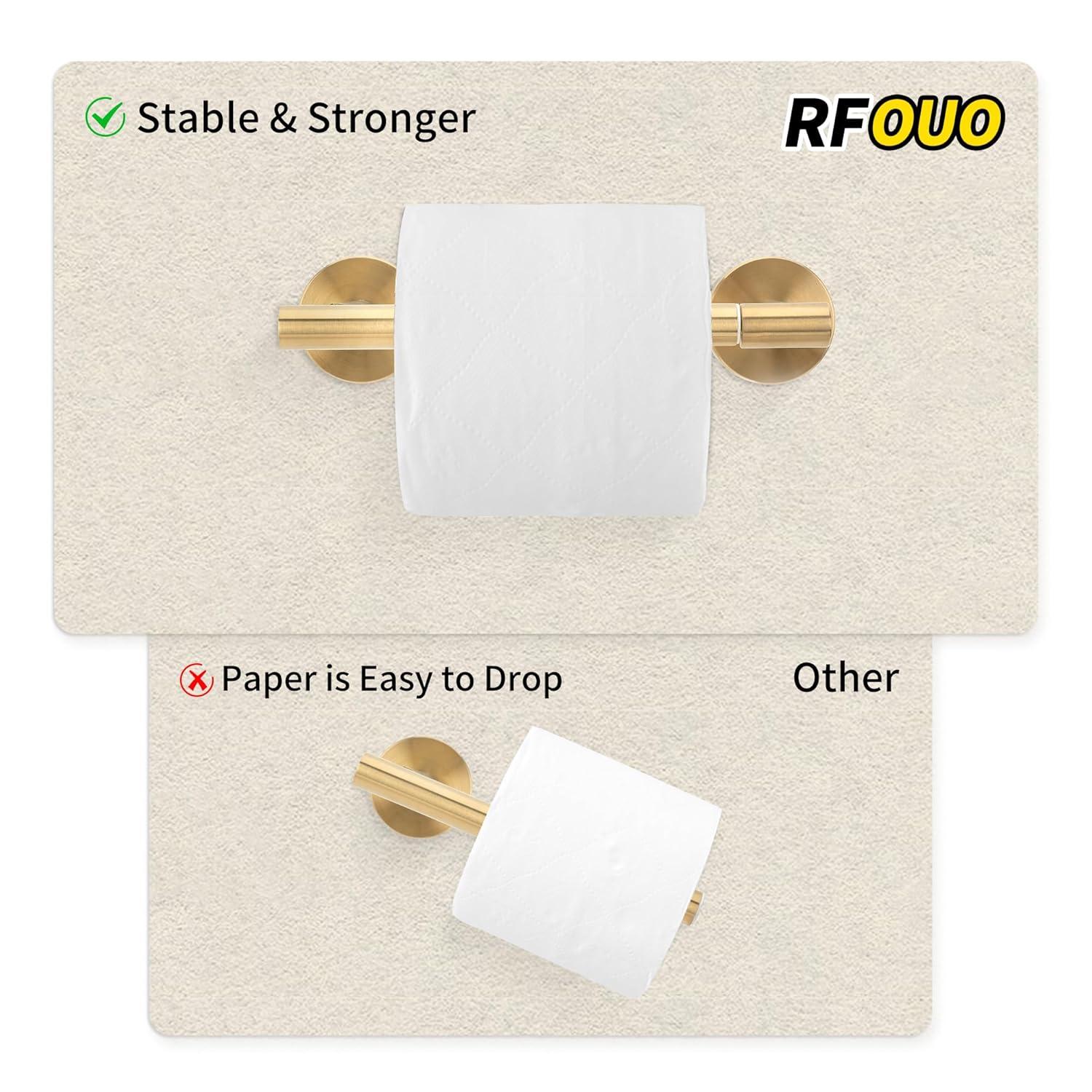 Fixsen Gold Toilet Paper Holder Bathroom Double Post Pivoting Tissue Roll Holder Stainless Steel and Zinc Alloy Wall Mount Detachable (Gold, 1)