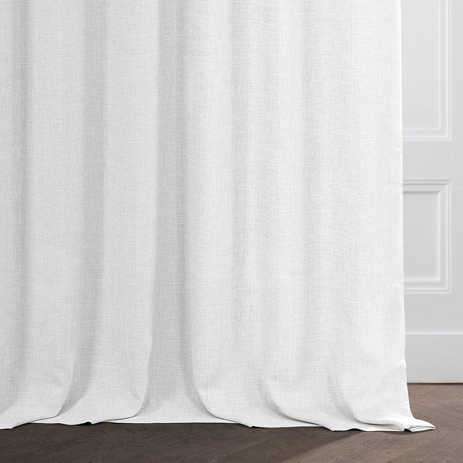 HPD Half Price Drapes Magnolia Off White Italian Faux Linen Room Darkening Curtains with Rod Pocket - 1 Panel - Window Curtains for Living Room & Curtains for Bedroom, 50W X 84L