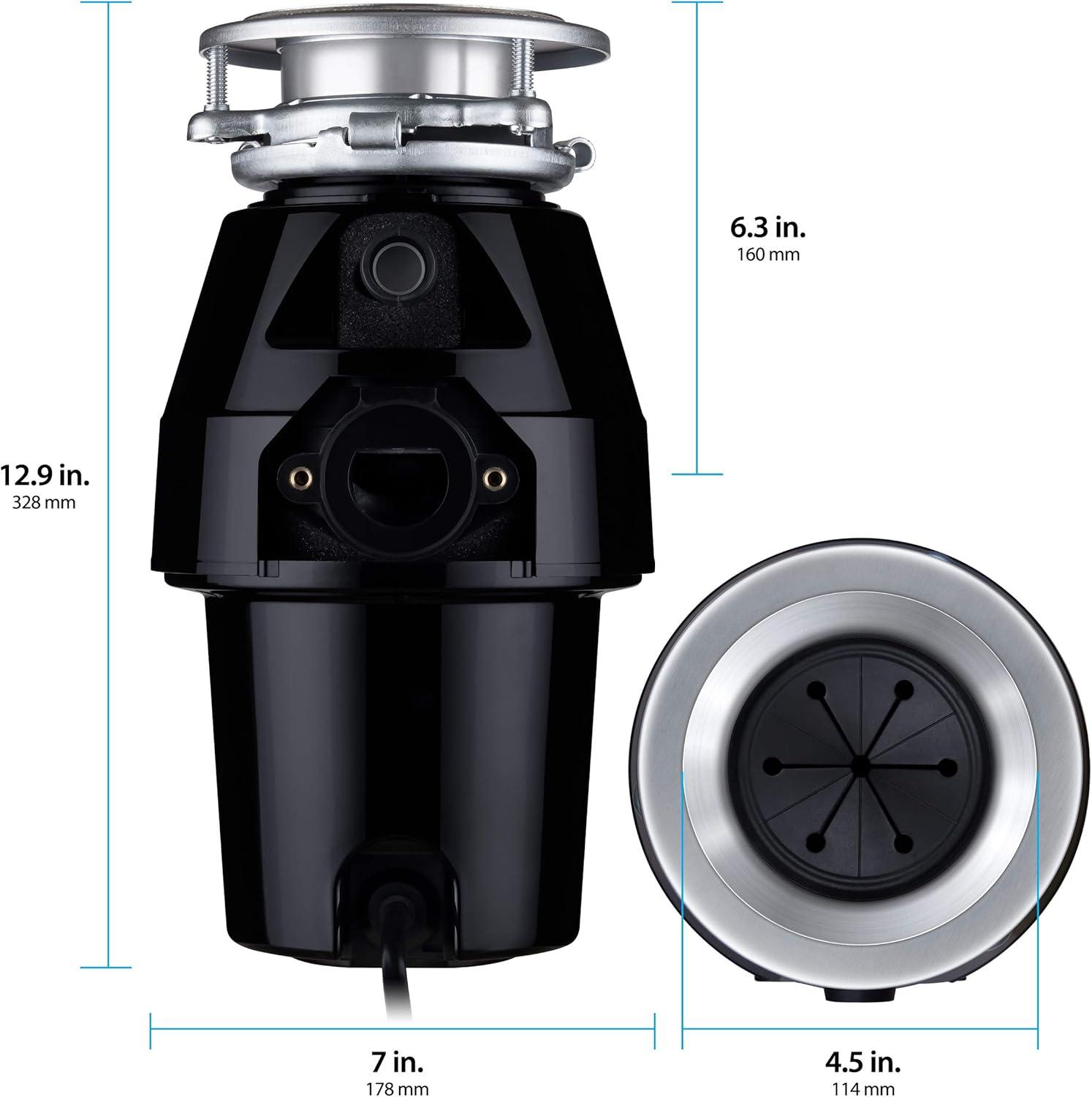 Eco Logic 7 Black 1/2 HP Food Waste Disposer with Sink Flange