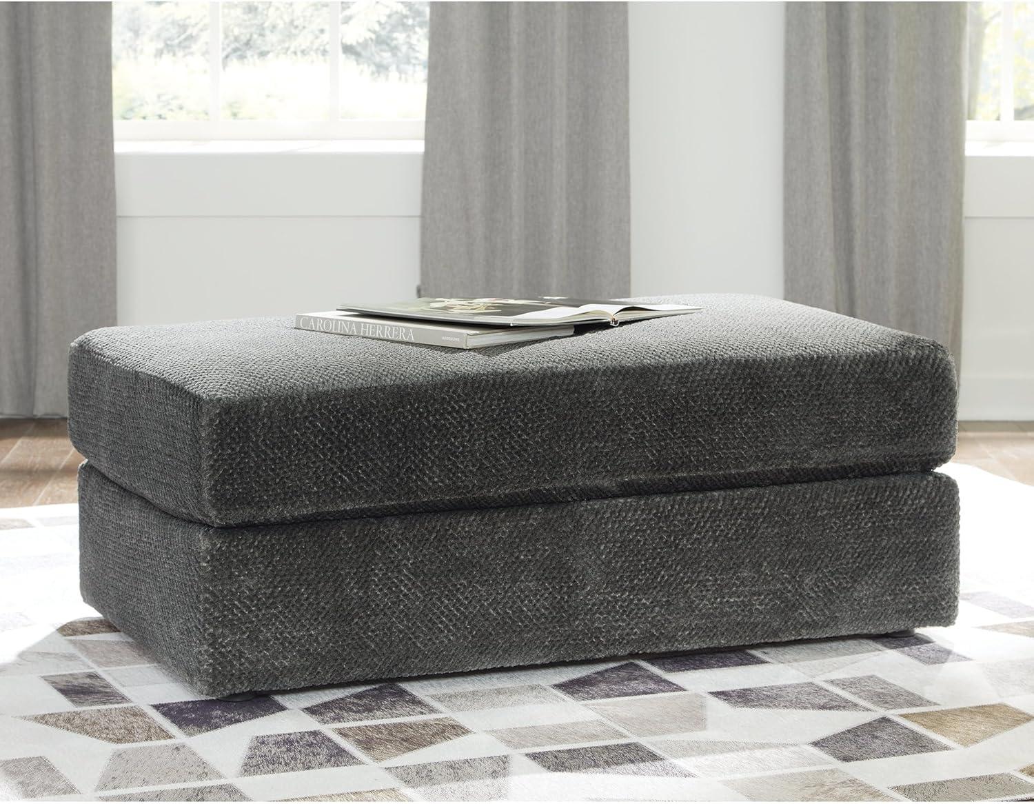 Karinne Black Polyester Oversized Accent Ottoman