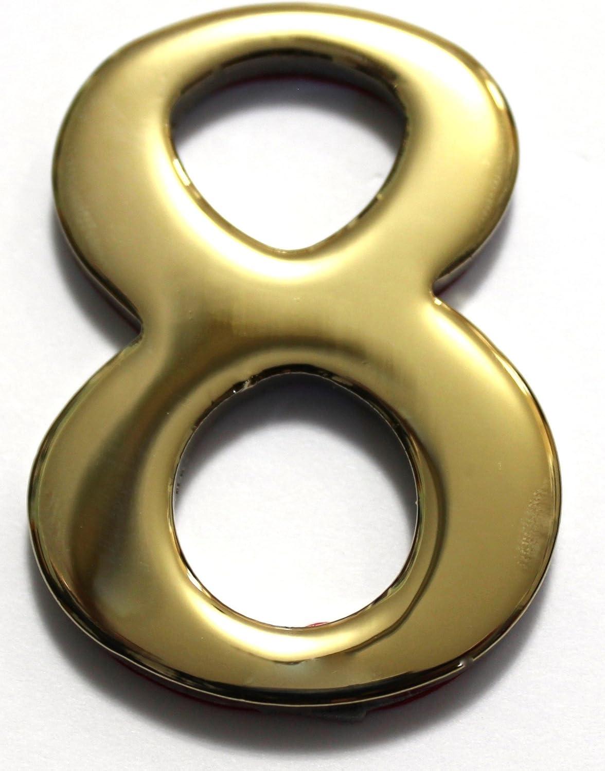 2-Inch Brass Mailbox Number 8 – Self Adhesive Floating #8