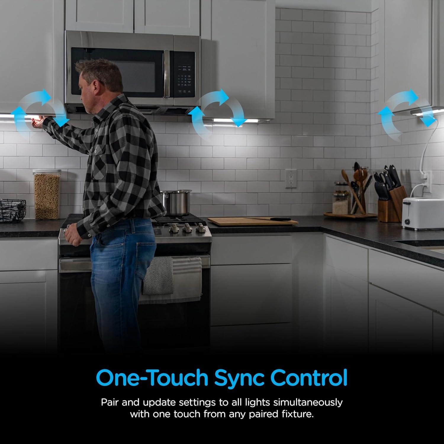 Enbrighten 12 inch Plug-in Under Cabinet Lights, 855 Lumens, Five White Settings from (2700K-6500K), Full Range Dimmable, One-Touch Sync Control, Linkable Under Counter Lights for Kitchen 82783-T1