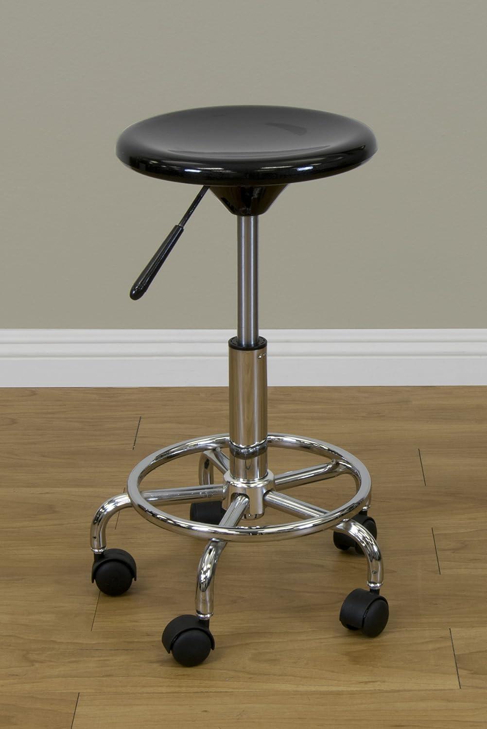 Inbox Zero Cowgill Adjustable Height Industrial Stool with Footring Wheels