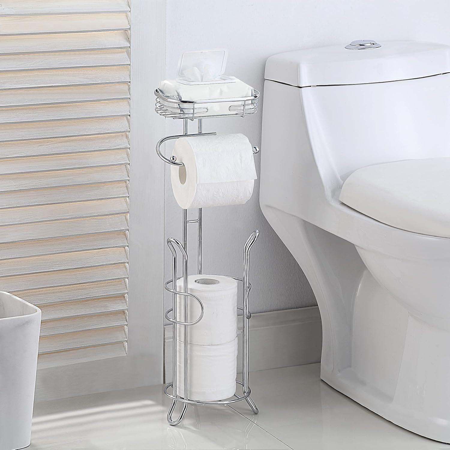 Bathroom Heavyweight Toilet Tissue Paper Roll Storage Holder Stand