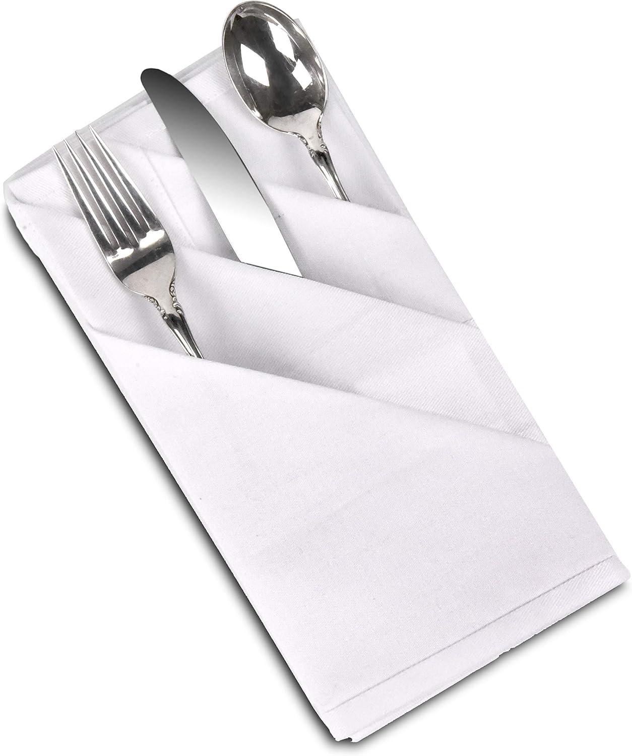 Set of 12 White Cotton Dinner Napkins 18x18"