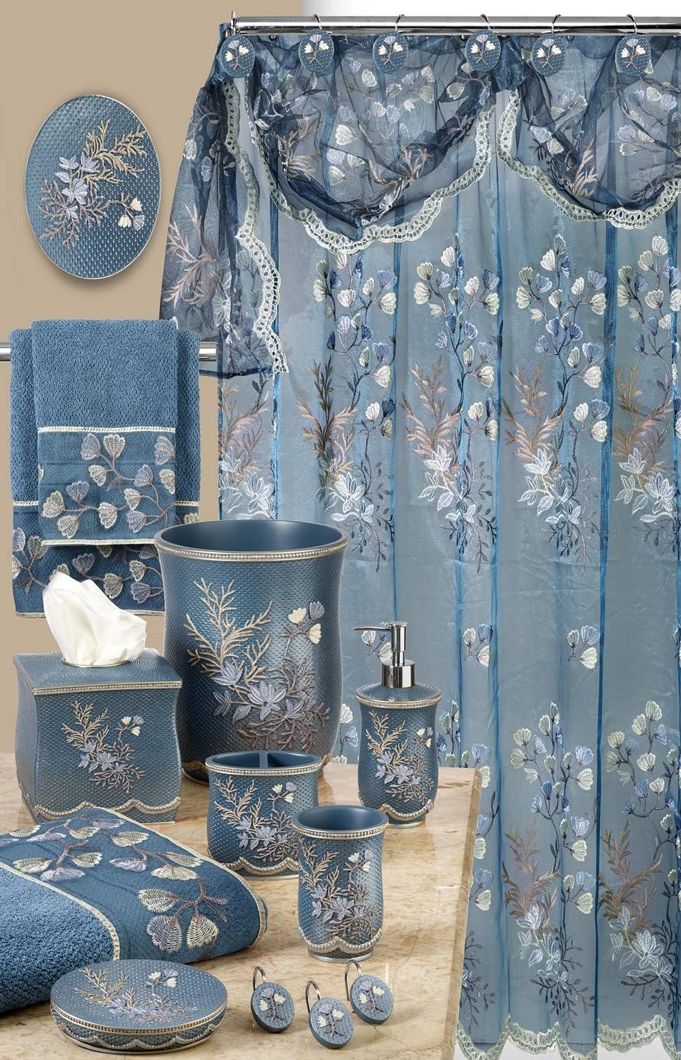 Zahari Home 4pc Capri Bathroom Accessories Sets Modern Classic Soap Dispenser, Tumbler, Tooth Brush Holder and Soap Dish Holder Unique Design Royal Blue Bathroom Set