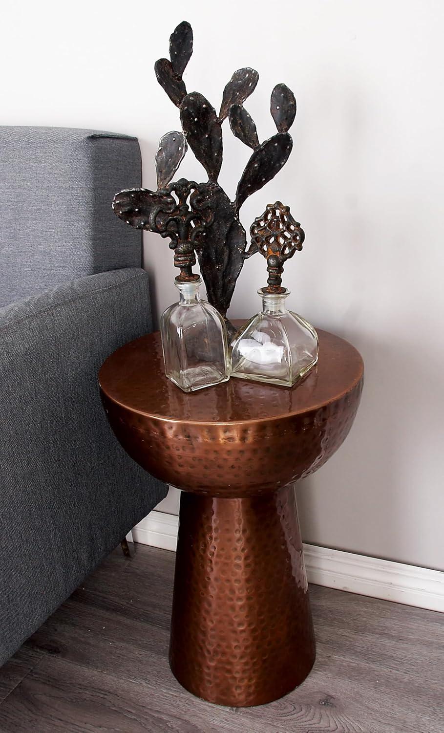 Ivy Bronx Dolina Metal Handmade Side End Accent Table with Hammered Design