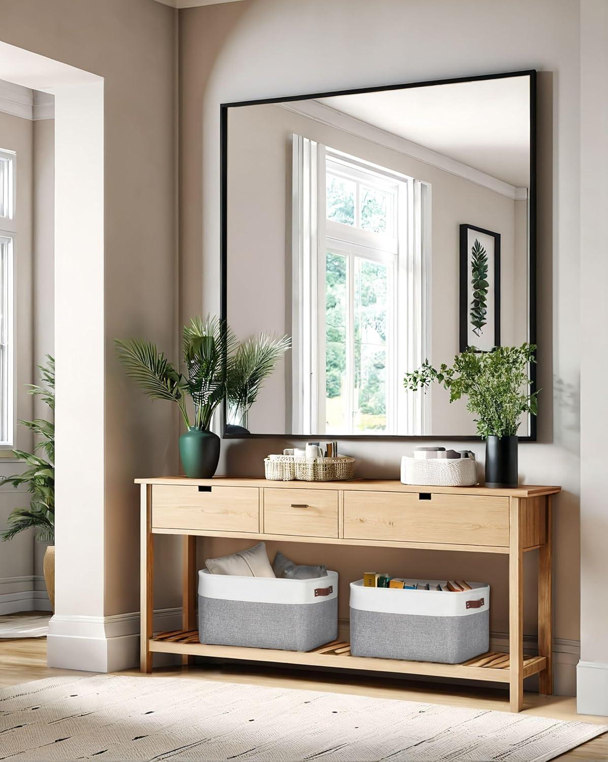 DECOMOMO Large Storage Baskets, Fabric Storage Bins, Baskets and Bins (Grey and White, Set of 3)