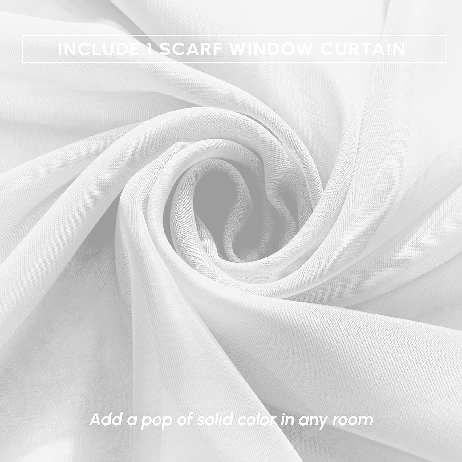 Elegant Comfort 60 x 216" Solid Curtain Sheer Voile Scarf, White