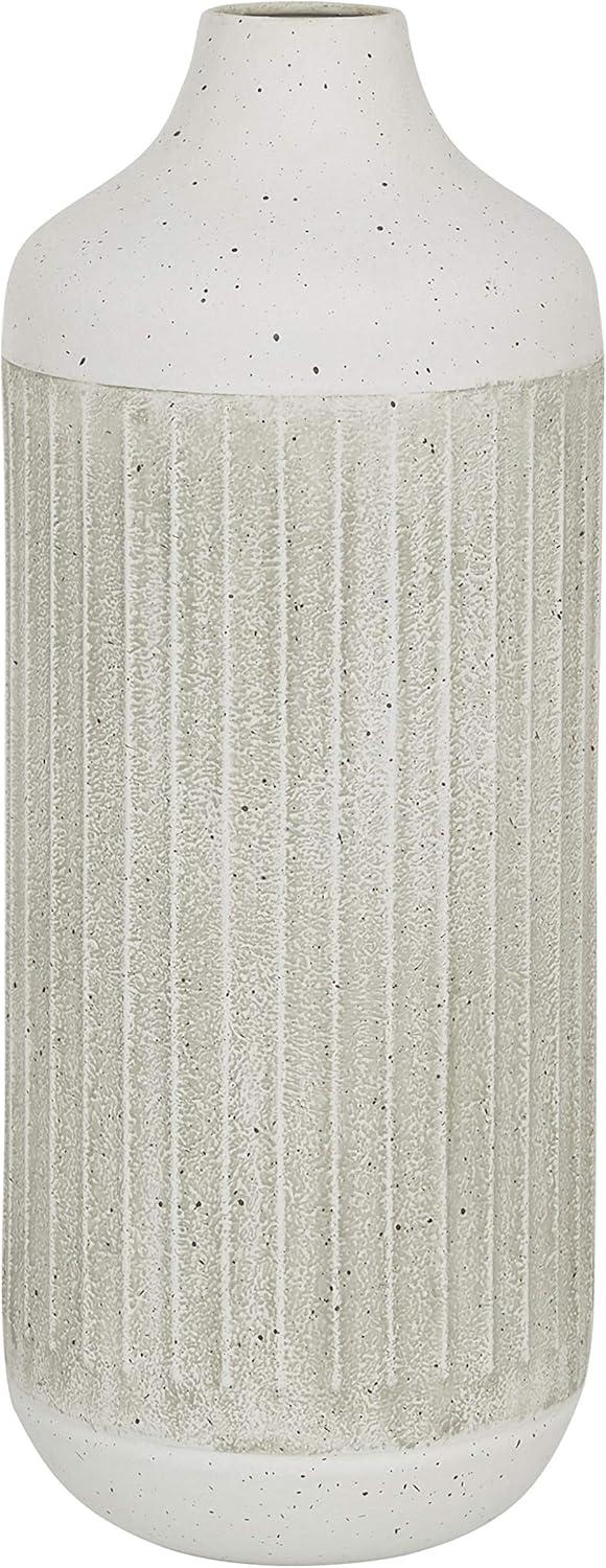DecMode 13" Textured White Metal Vase