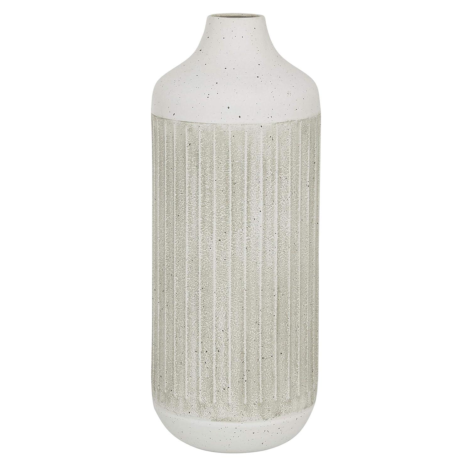 DecMode 13" Textured White Metal Vase