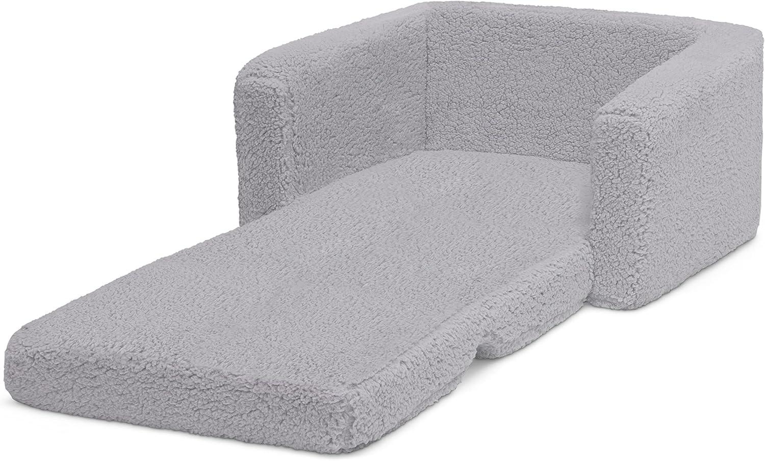 Delta Children Kids' Cozee Flip-Out Faux Shearling 2-in-1 Convertible Chair - Gray