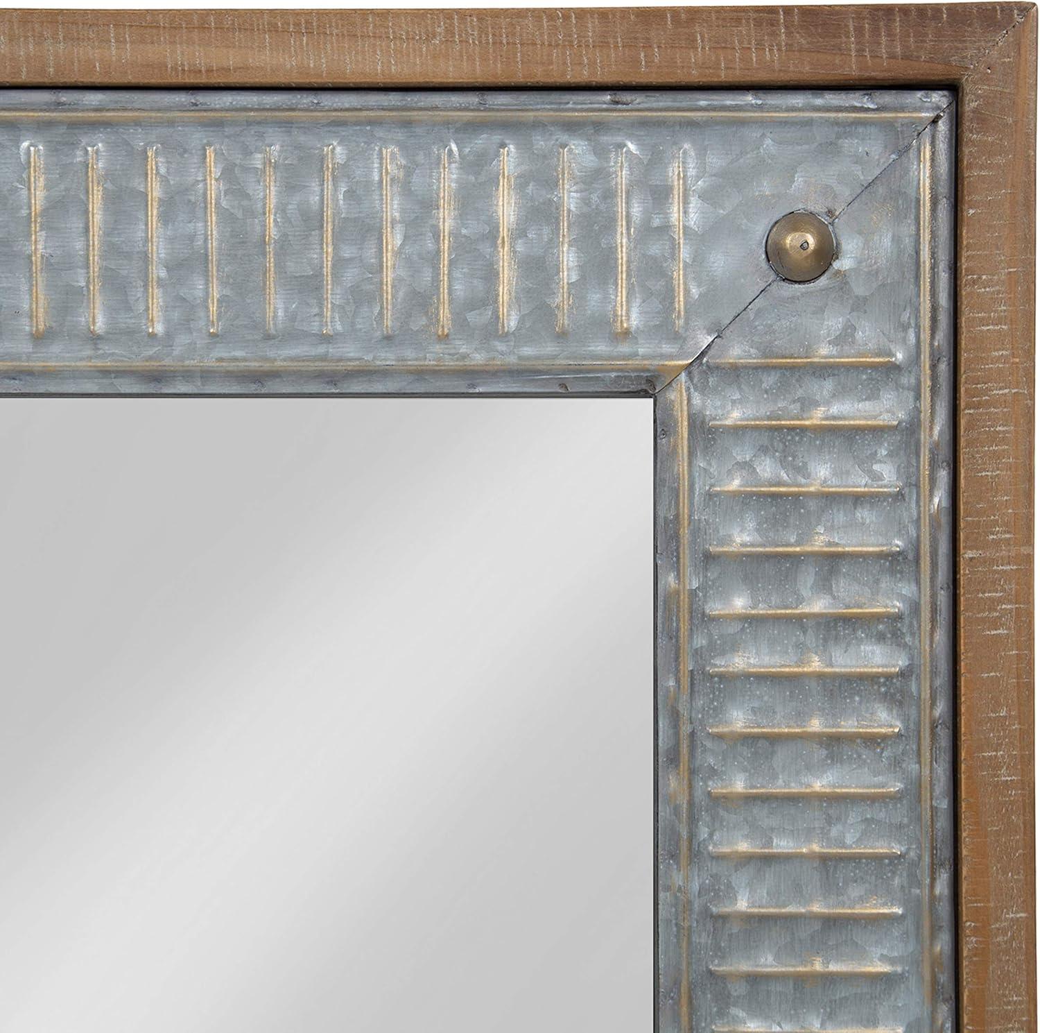 Rustic Brown Wood and Metal Full-Length Rectangular Mirror