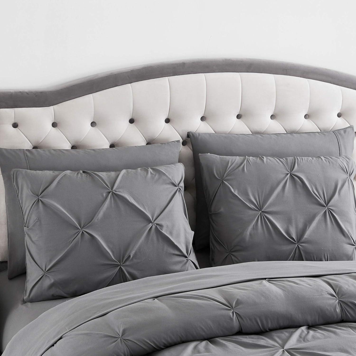 Sweet Home Collection 8 Piece Bed In A Bag Pintuck Comforter Set with Bed Sheets