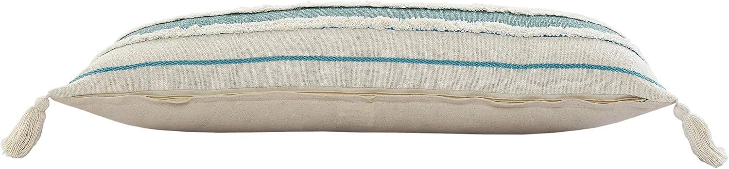 Ox Bay Turquoise Quarry Striped Lumbar Throw Pillow, Blue / White, 14" x 36" Rectangle