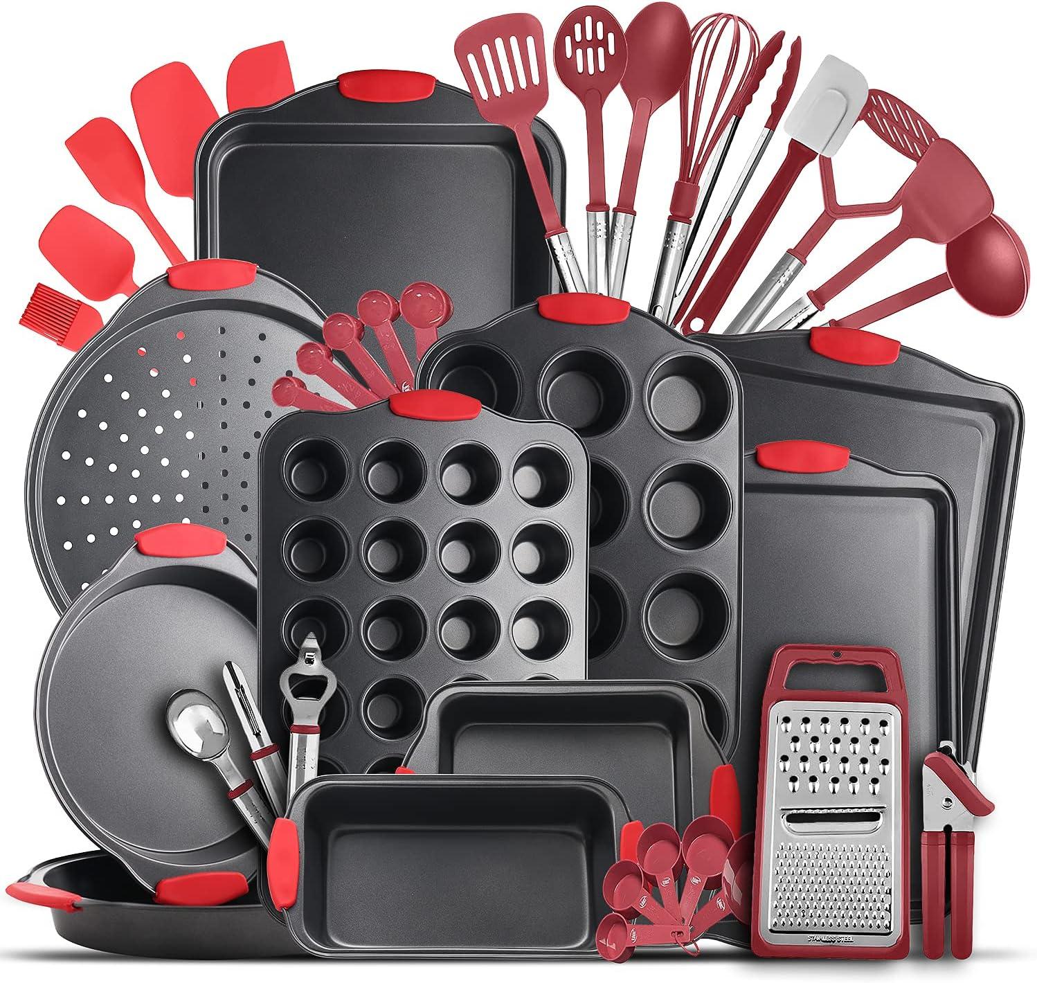 Joytable 15 Piece Bakeware Set + 24 Piece Utensil Set - Stainless Steel, Non-Stick, Dishwasher Safe, And Heat Resistant
