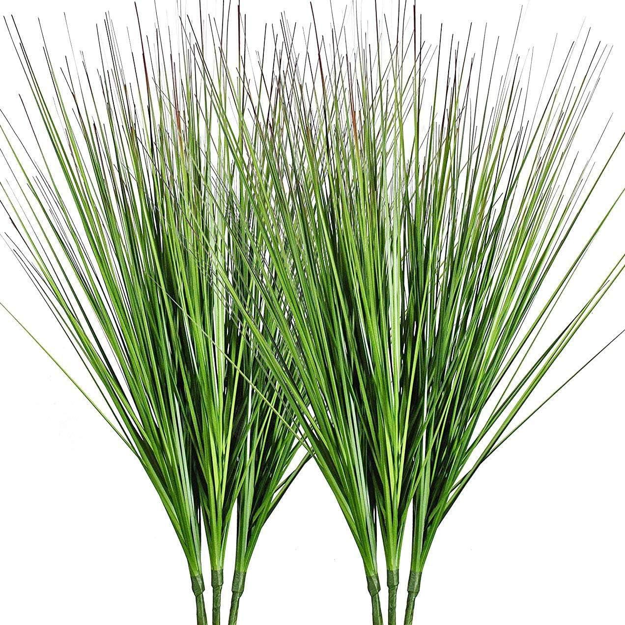 Artificial Plants 6PCS 27“ Fake Tall Onion Grass Faux Plant,Artificial Grass Greenery Shrubs Bushes for Garden Porch Window Box Shop Office Home Décor