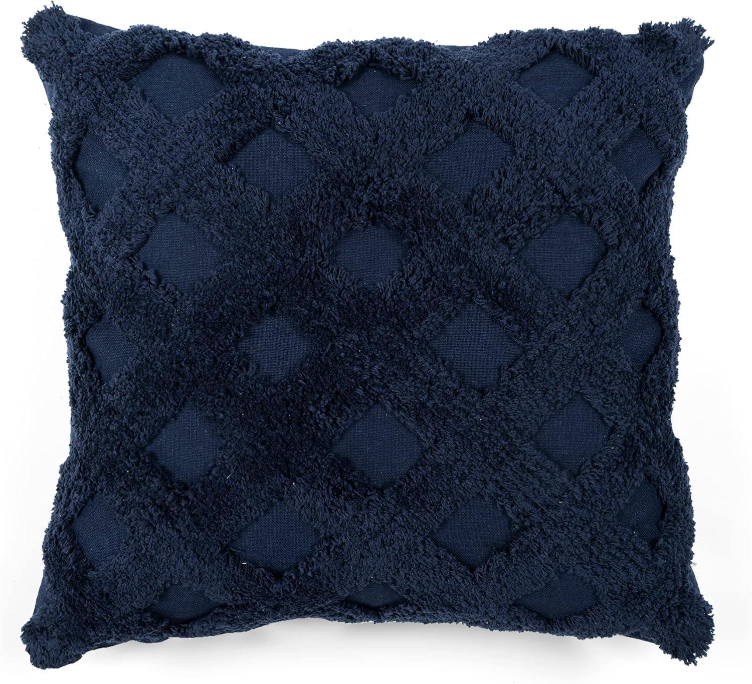 20&#34;x20&#34; Oversize Tufted Diagonal Family-Friendly Square Pillow Cover Navy - Lush D&#233;cor