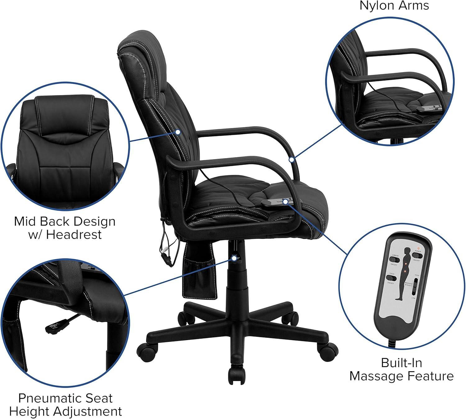 Ergonomic High-Back Black LeatherSoft Executive Swivel Chair with Massage Feature