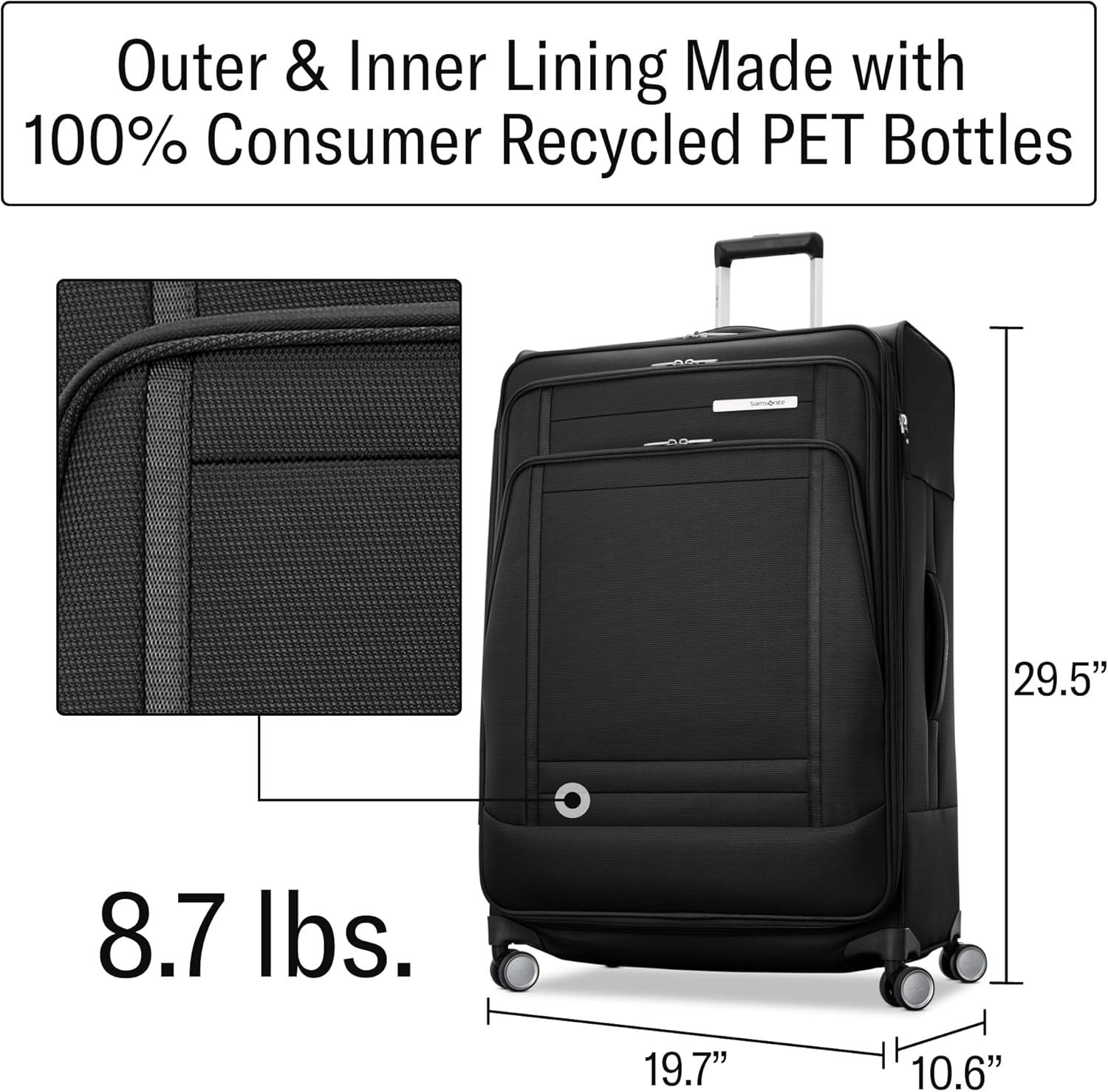 Midsized Black Softside Spinner Luggage with USB Charging