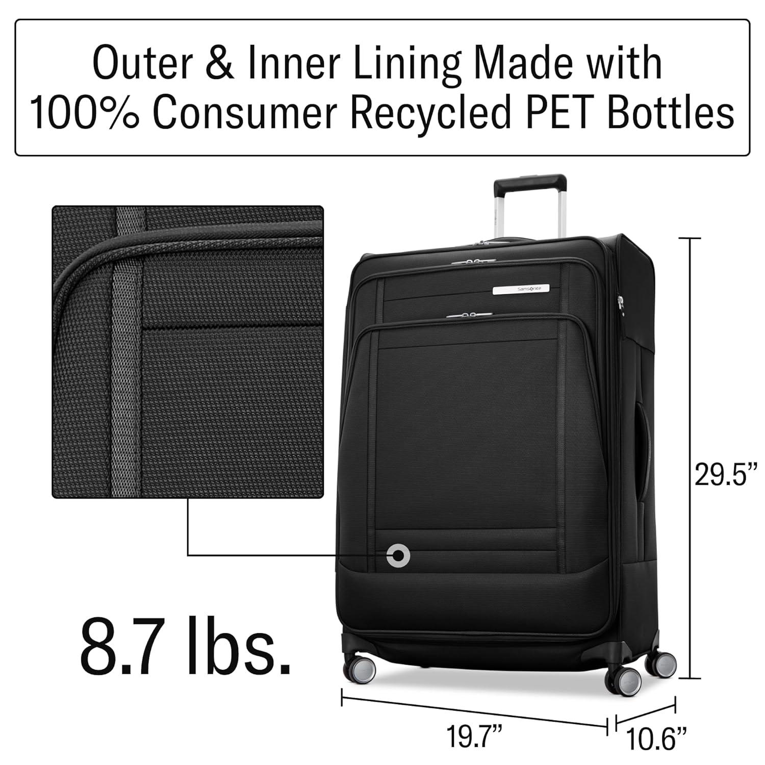 Midsized Black Softside Spinner Luggage with USB Charging