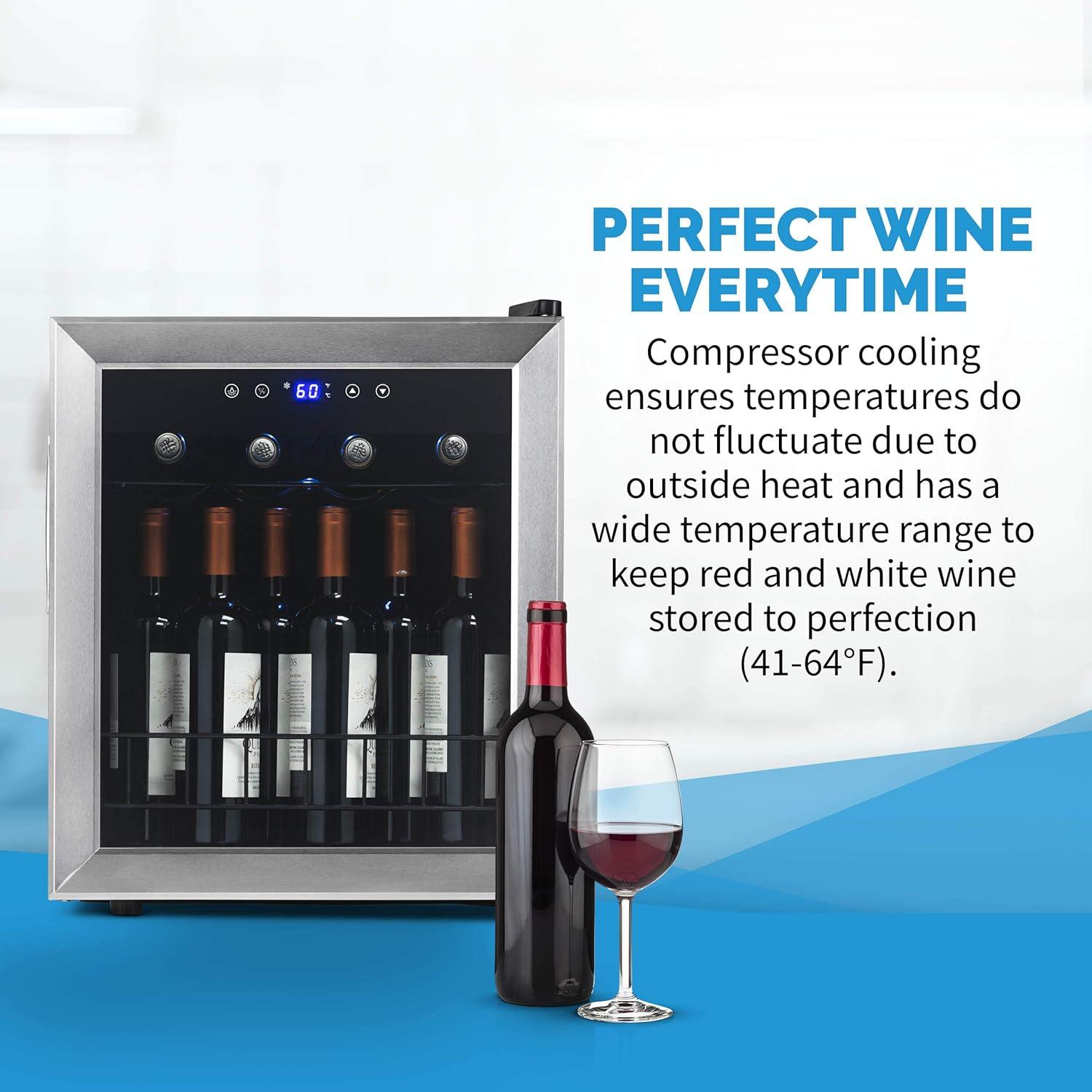 Newair 23 Bottle Single Zone Freestanding Wine Cooler in Stainless Steel