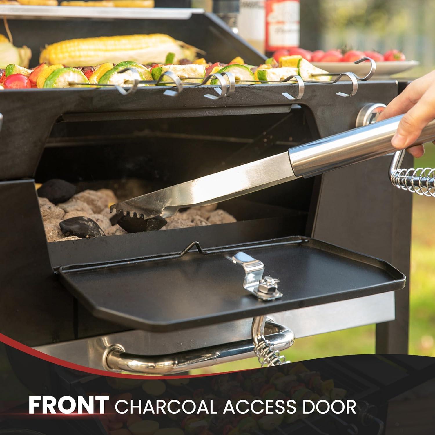 Royal Gourmet 24-Inch Black Stainless Steel Charcoal Grill with Smoker