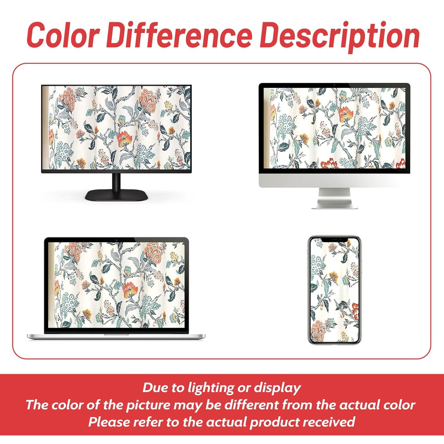 DriftAway Ada Floral Lined Thermal Insulated Room Darkening Blackout Grommet Window Curtains, 2 Panels, 52" x 72", Ivory Orange Teal