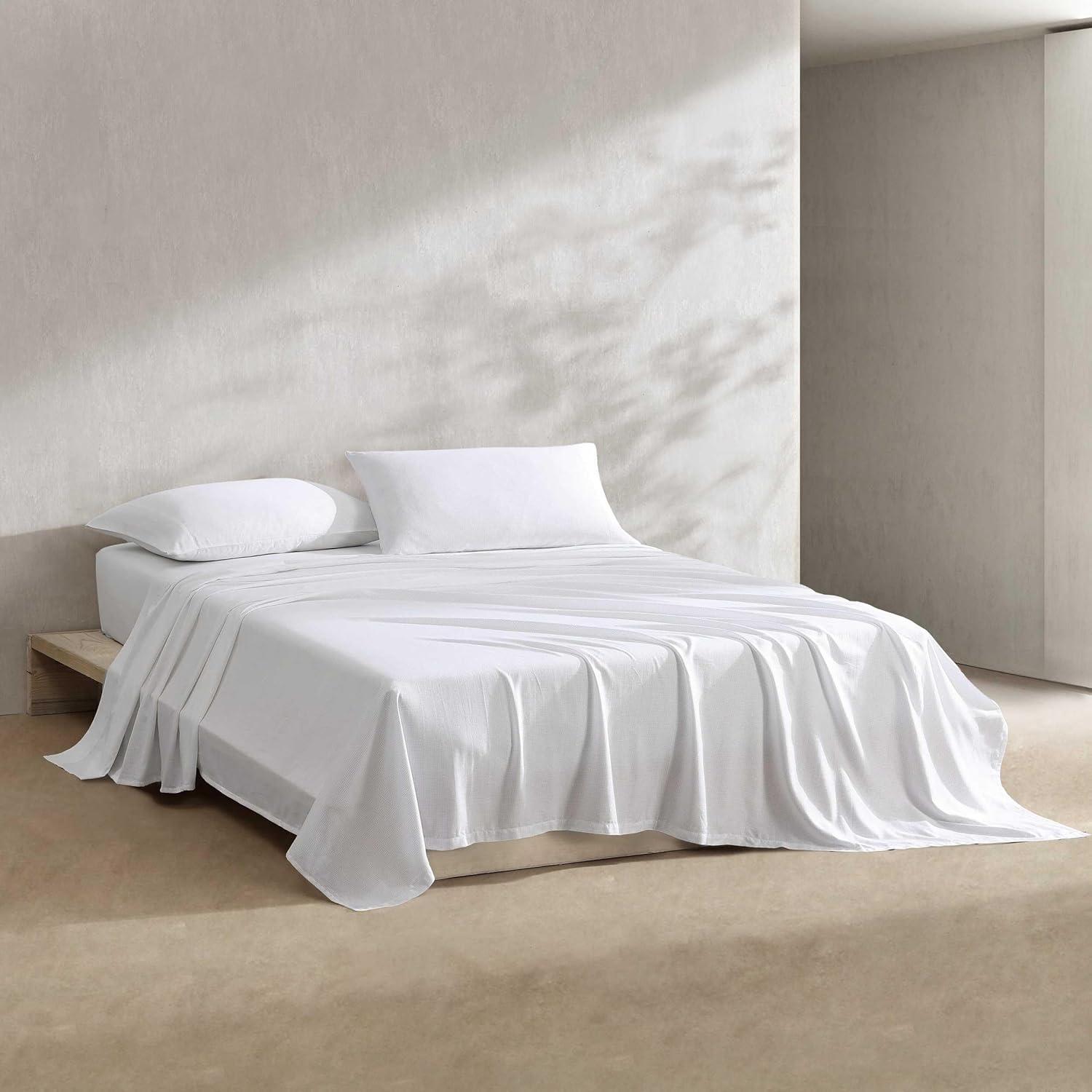 Queen Micro Dot Beige Cotton Sateen Sheet Set