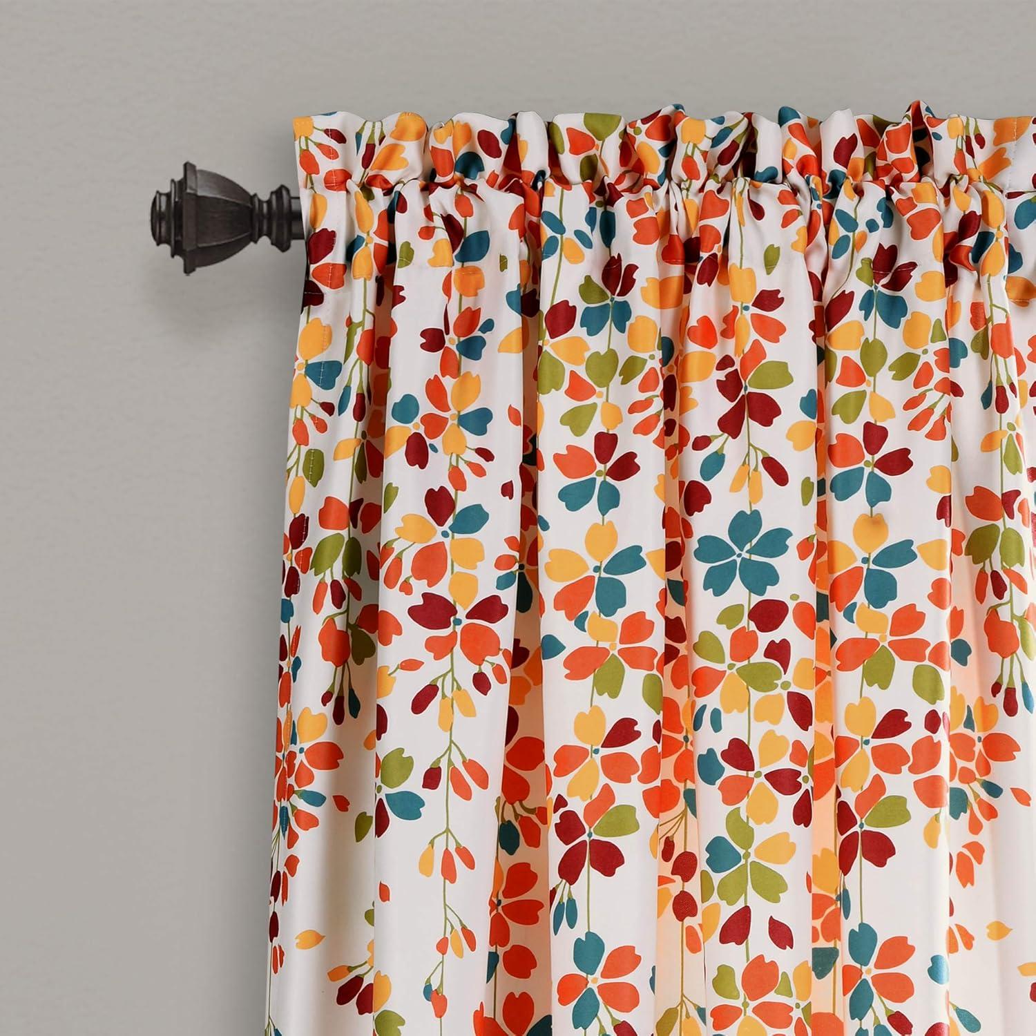 Weeping Flowers Polyester Room Darkening Curtain Pair (Set of 2)