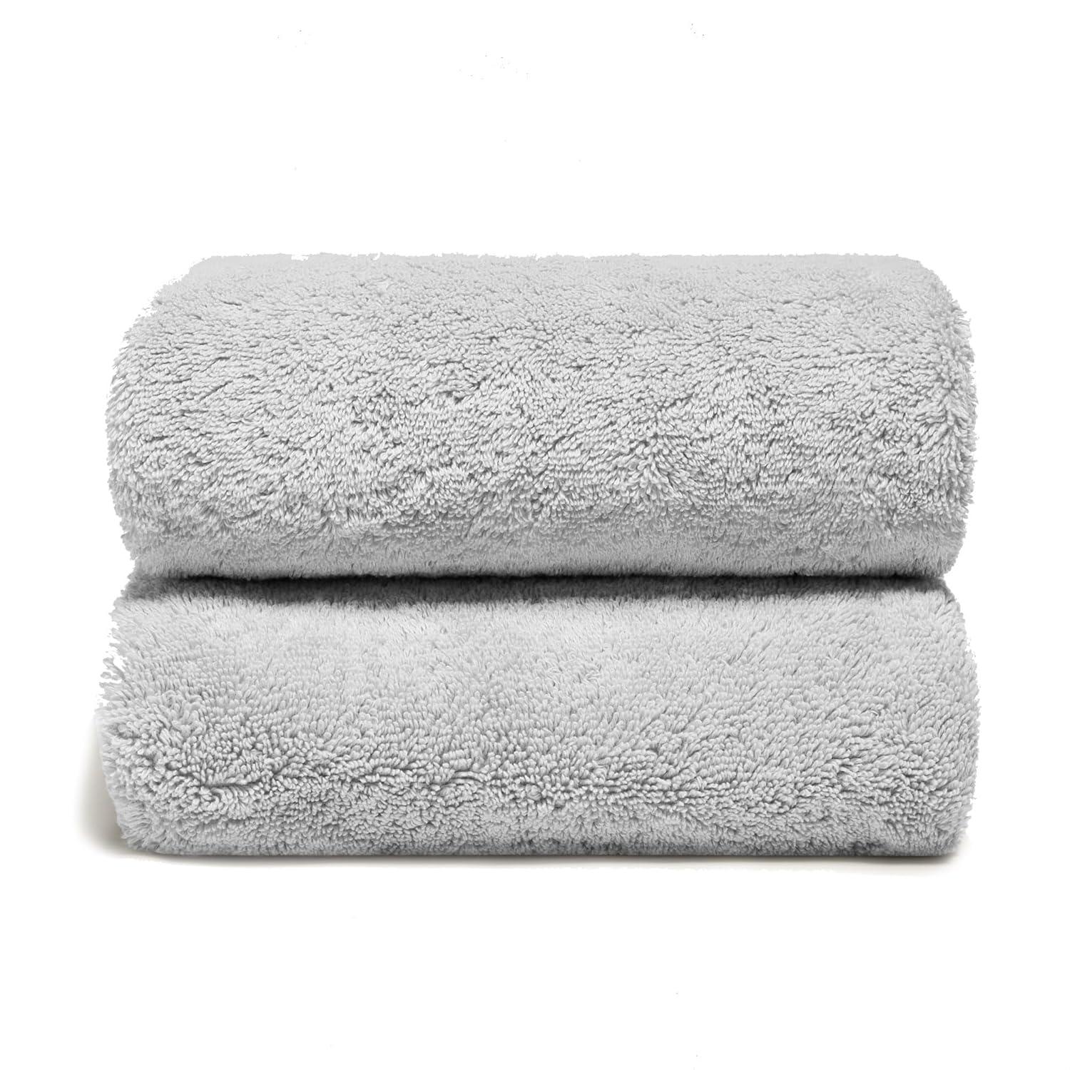 Italic Ultraplush Australian Cotton Bath Sheets - Set of 2 Luxury Extra Large Heavy Duty Bath Sheets, 800GSM Plush and Absorbent, 100% Cotton Bath Sheets for Hotels, Bath & Spa (Light Gray)