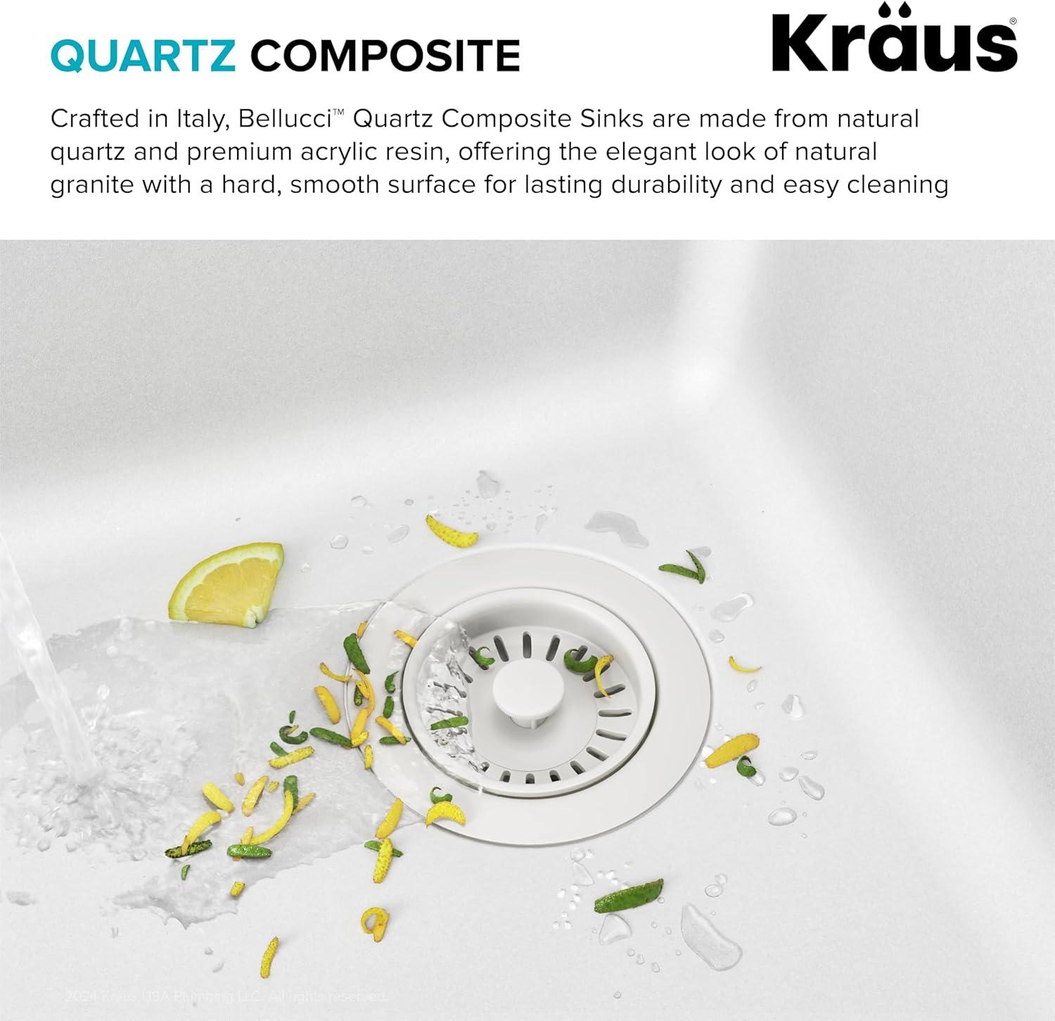 KRAUS Bellucci 33” Workstation Drop In Retrofit Farmhouse Single Bowl Granite Kitchen Sink With Accessories