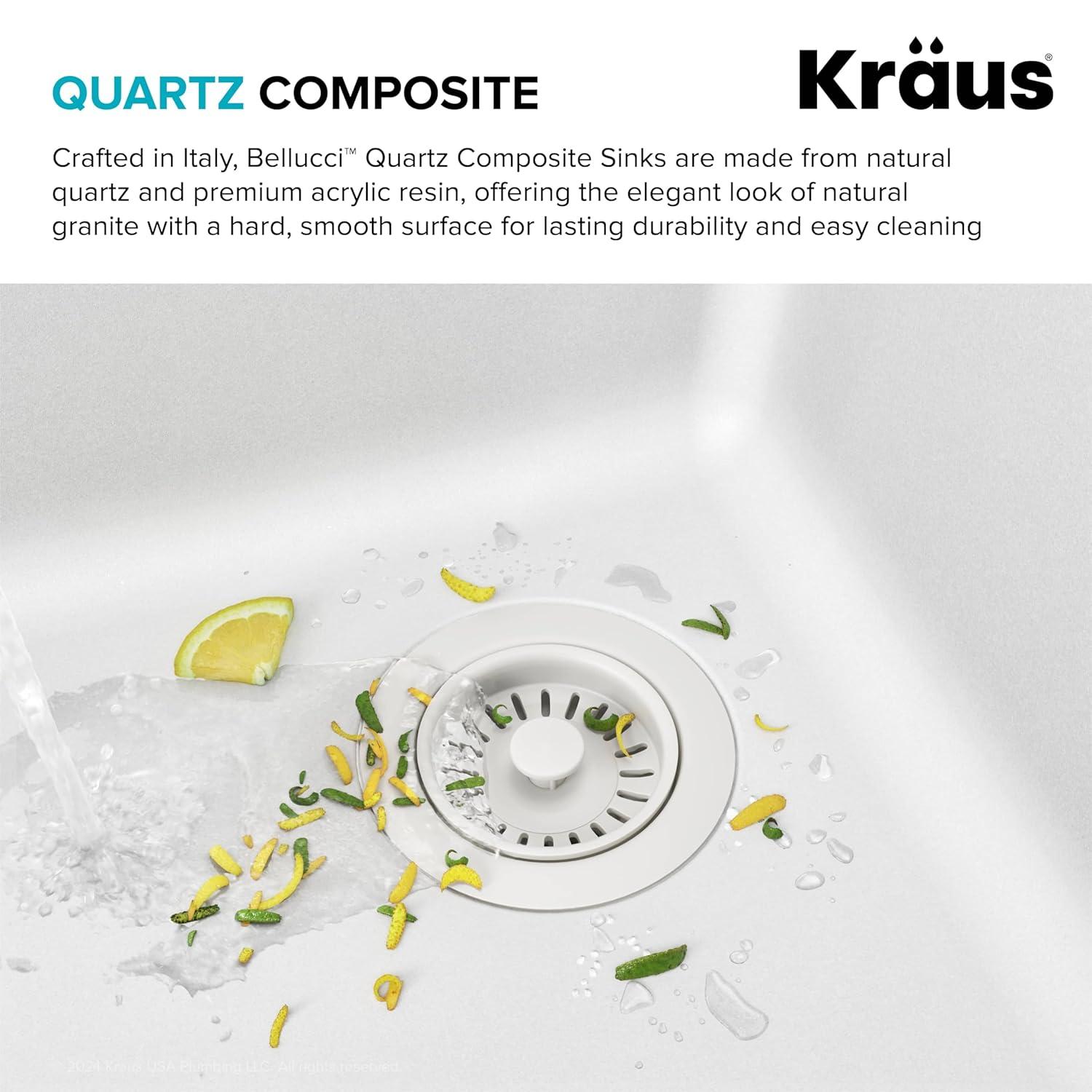 KRAUS Bellucci 33” Workstation Drop In Retrofit Farmhouse Single Bowl Granite Kitchen Sink With Accessories