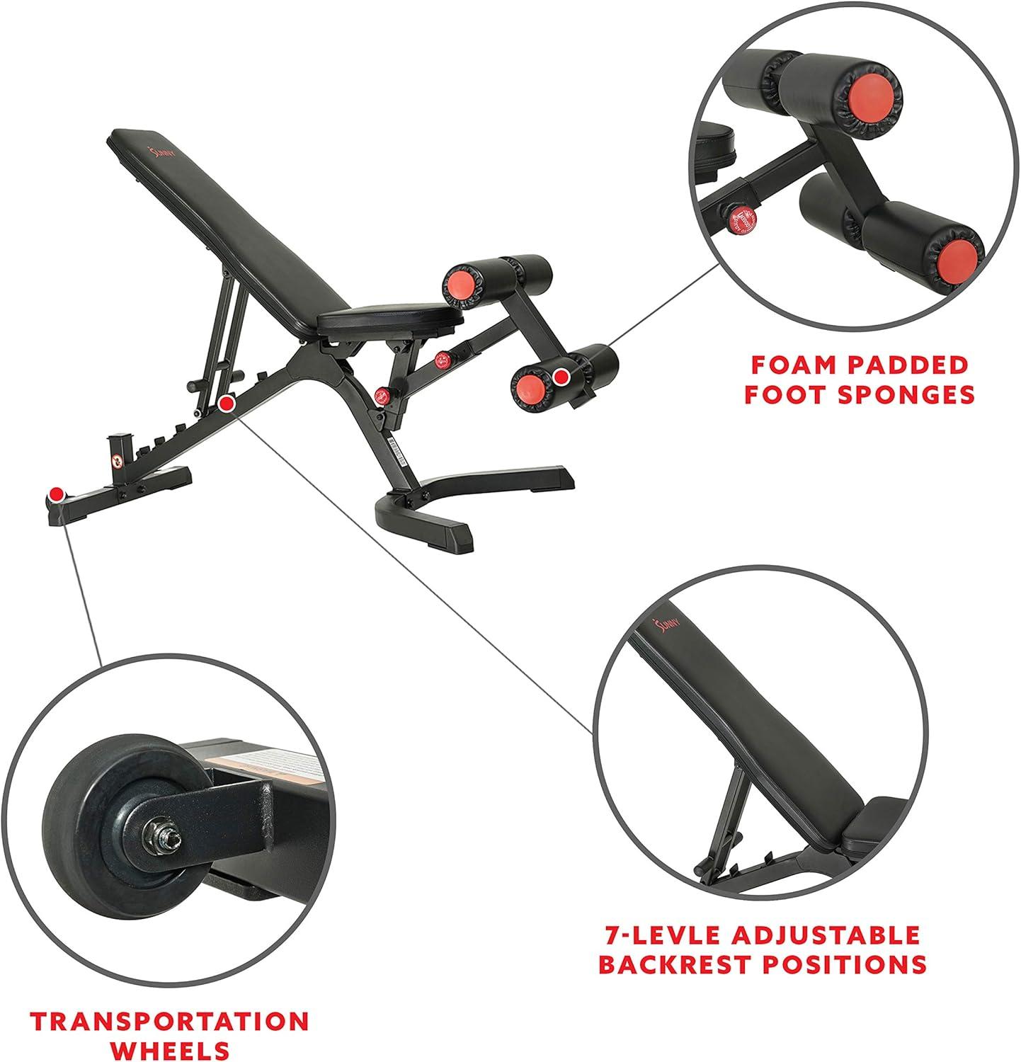 Sunny Health & Fitness Fully Adjustable Utility Weight Bench