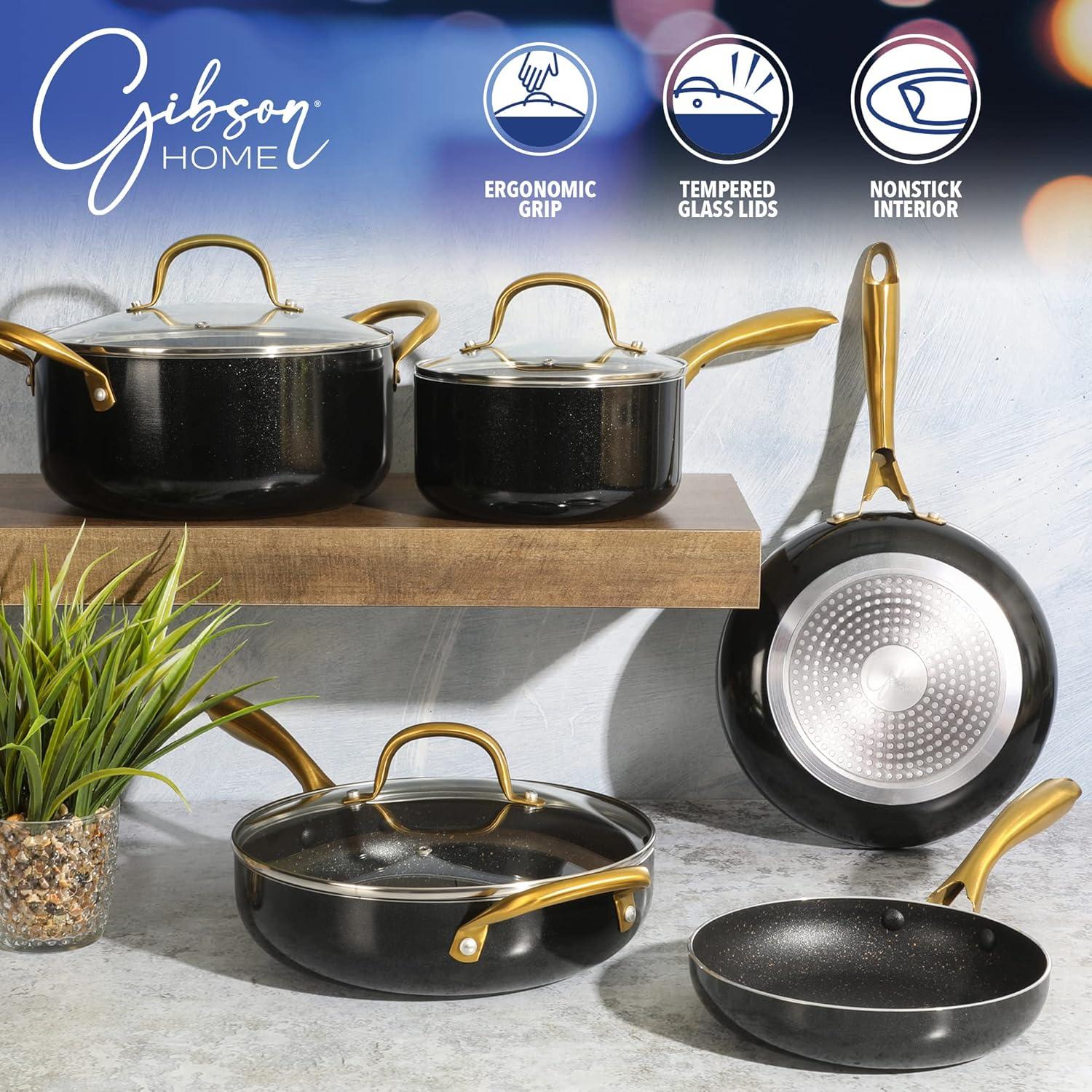 Gibson Home Ellsworth 12 Piece Aluminum Nonstick Cookware Set