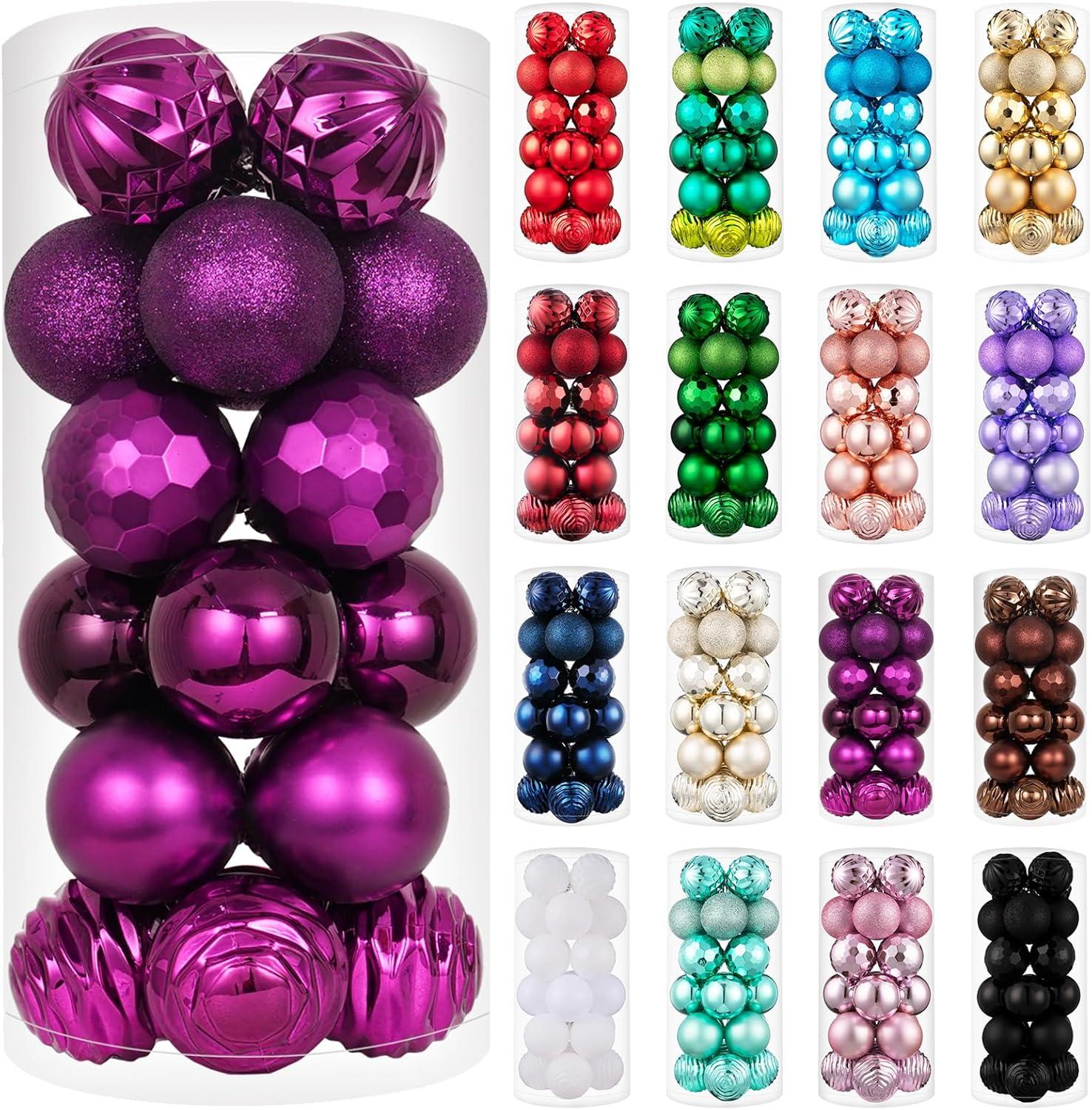 Fuebueo Clearance! 24Pcs Christmas Balls Ornaments for Xmas Christmas Tree (1.2"-3.1CM)