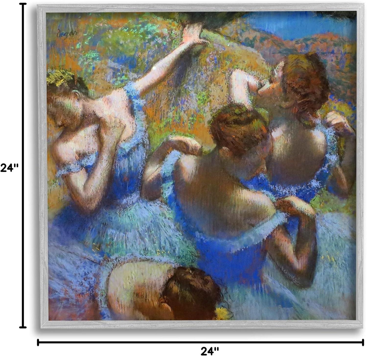 Stupell Industries Ballet Dancers Blue Green Classic Painting, Design by Edgar Degas Gray Framed Wall Art, 24x24
