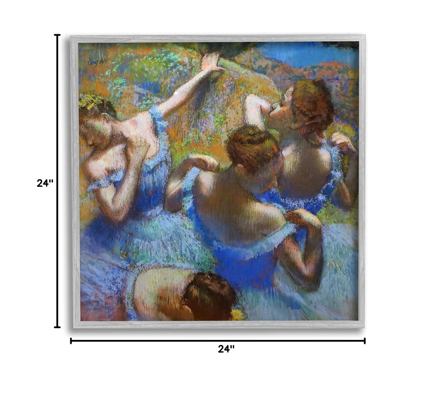 Stupell Industries Ballet Dancers Blue Green Classic Painting, Design by Edgar Degas Gray Framed Wall Art, 24x24