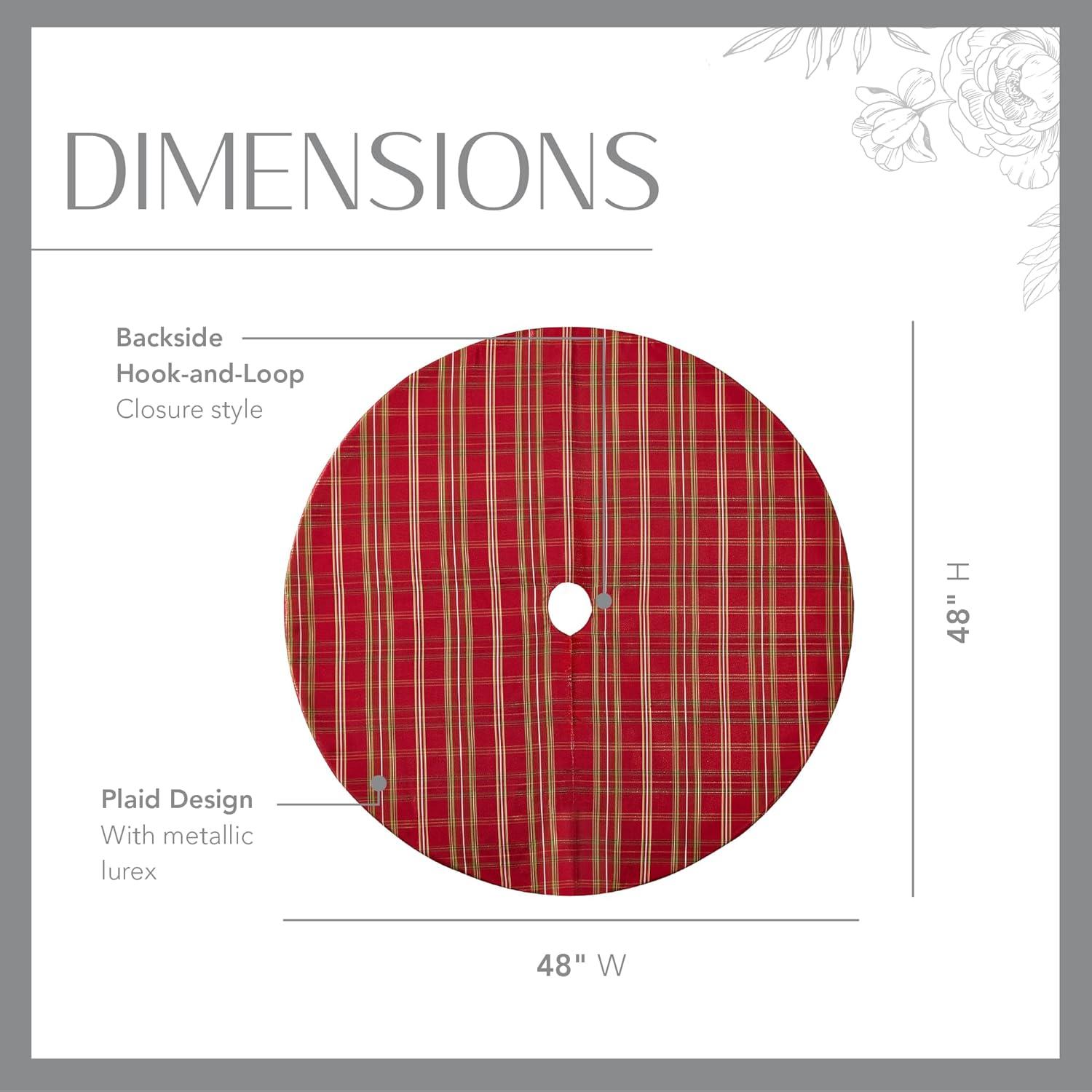 Shimmering Plaid Round Holiday Tree Skirt - Red/Green - Elrene Home Fashions