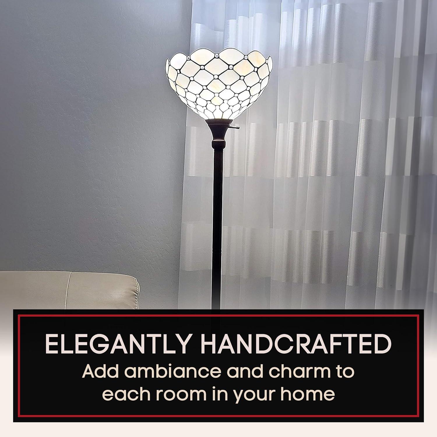 Tiffany Style Jeweled Torchiere Floor Lamp - 72" Tall