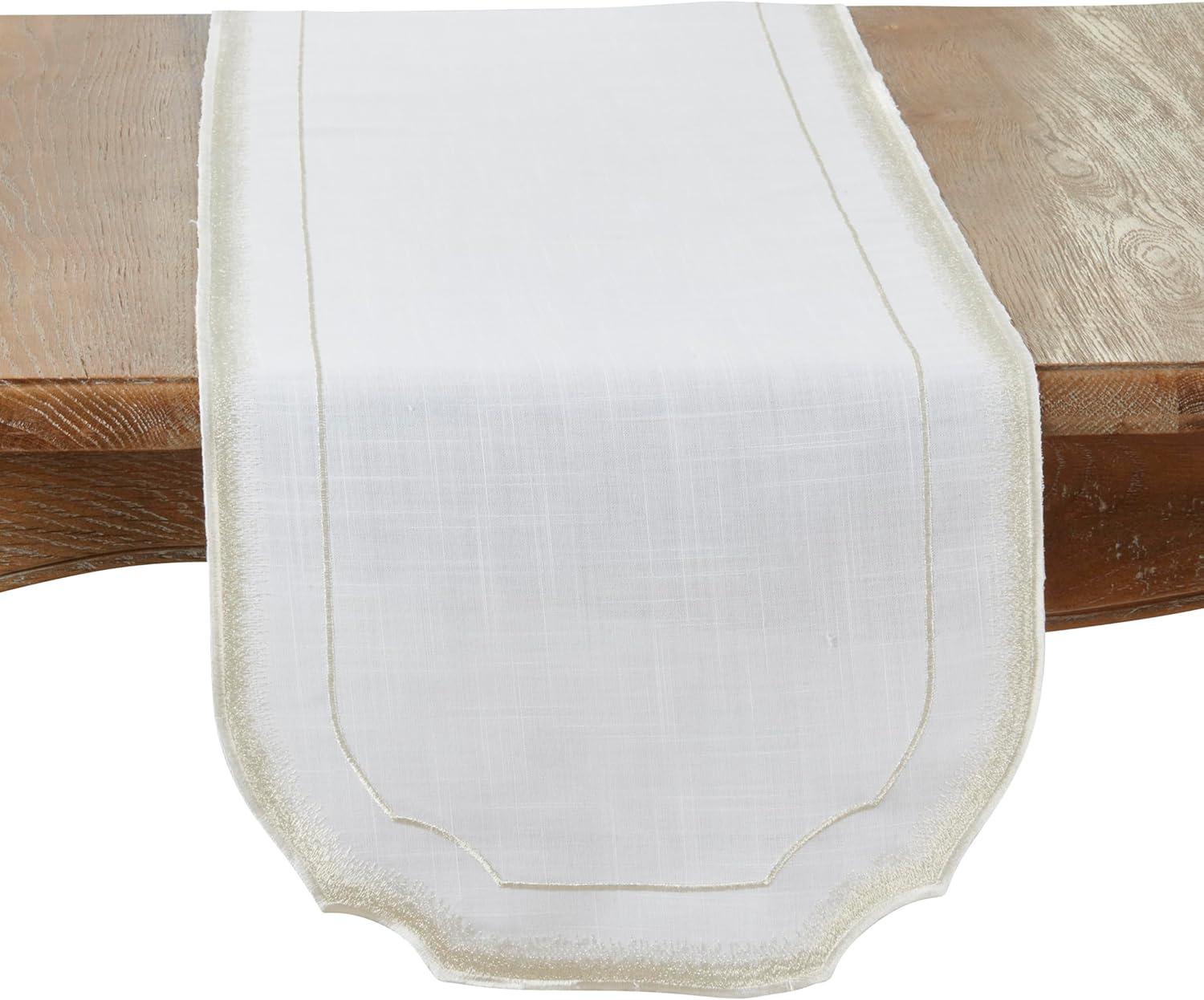 Saro Elegant Embroidery Detail Table Runner