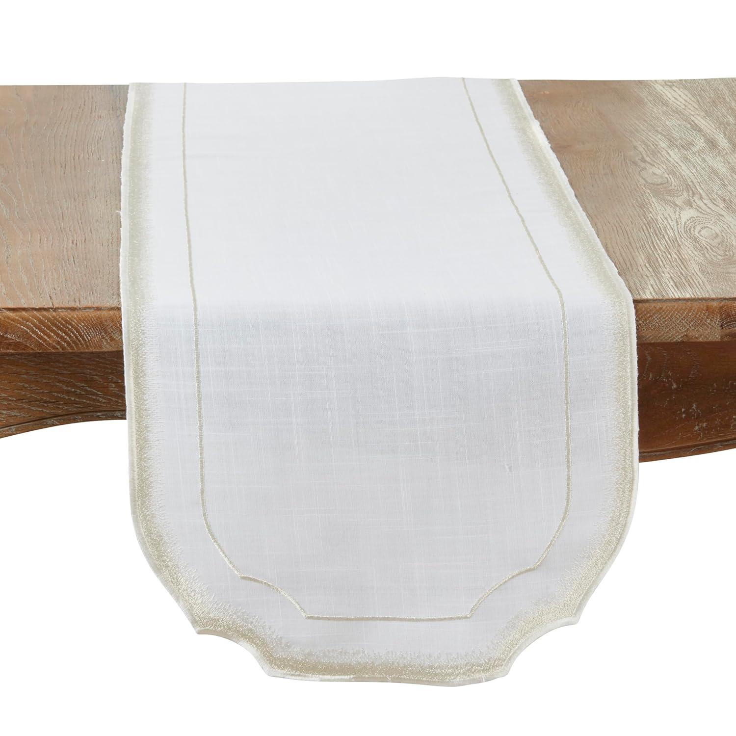 Saro Elegant Embroidery Detail Table Runner