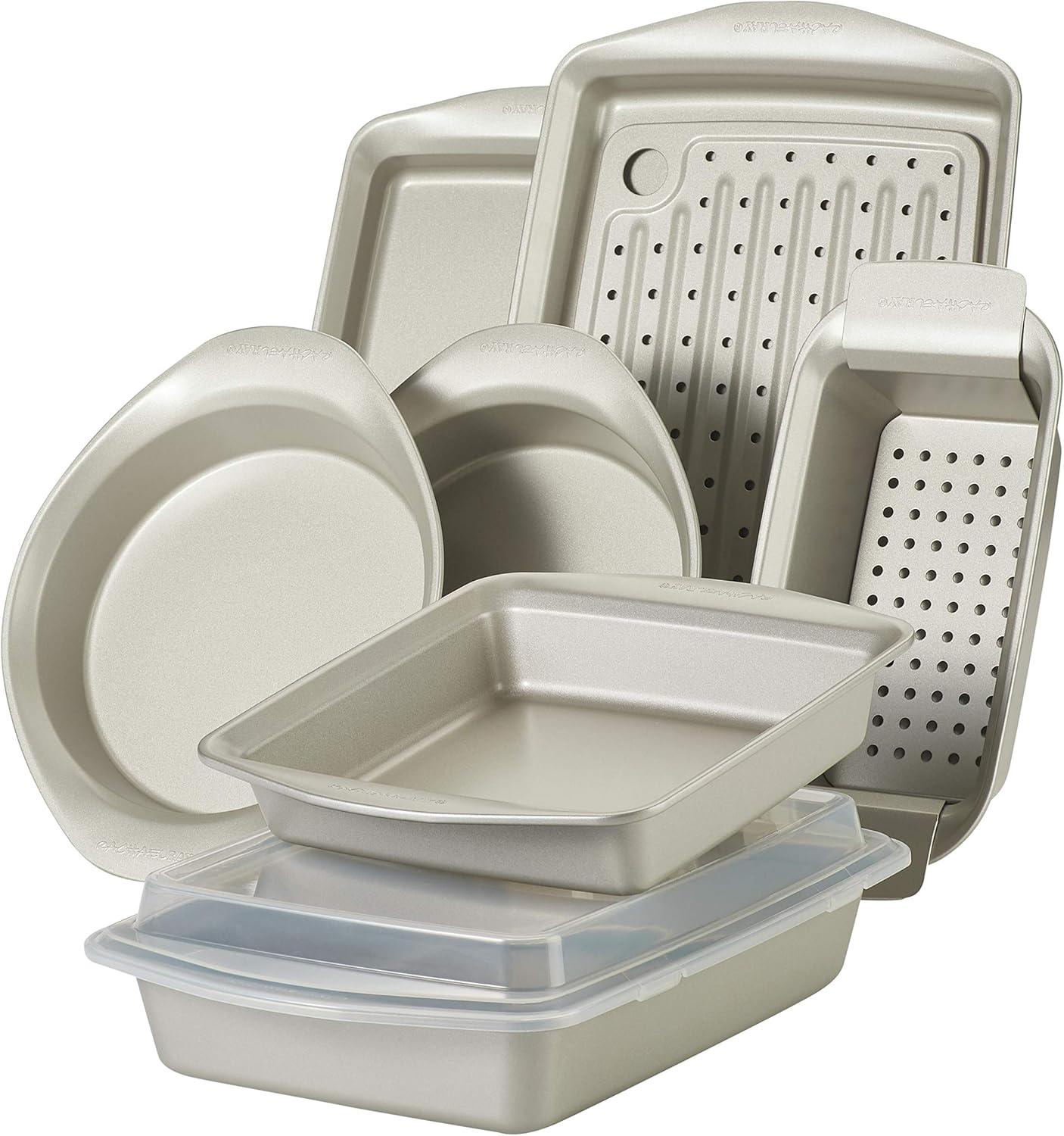 Rachael Ray 10pc Bakeware Set: Nonstick Steel Baking Pans & Sheets, Even-Heating, Dishwasher-Safe, Oven-Safe to 450°F