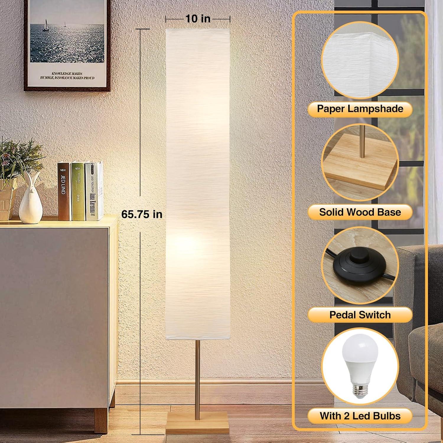 65"Floor Lamp for Living Room,3 Way Dimmable,Corner for Bedroom, Office& Living Room(Bulbs Included)