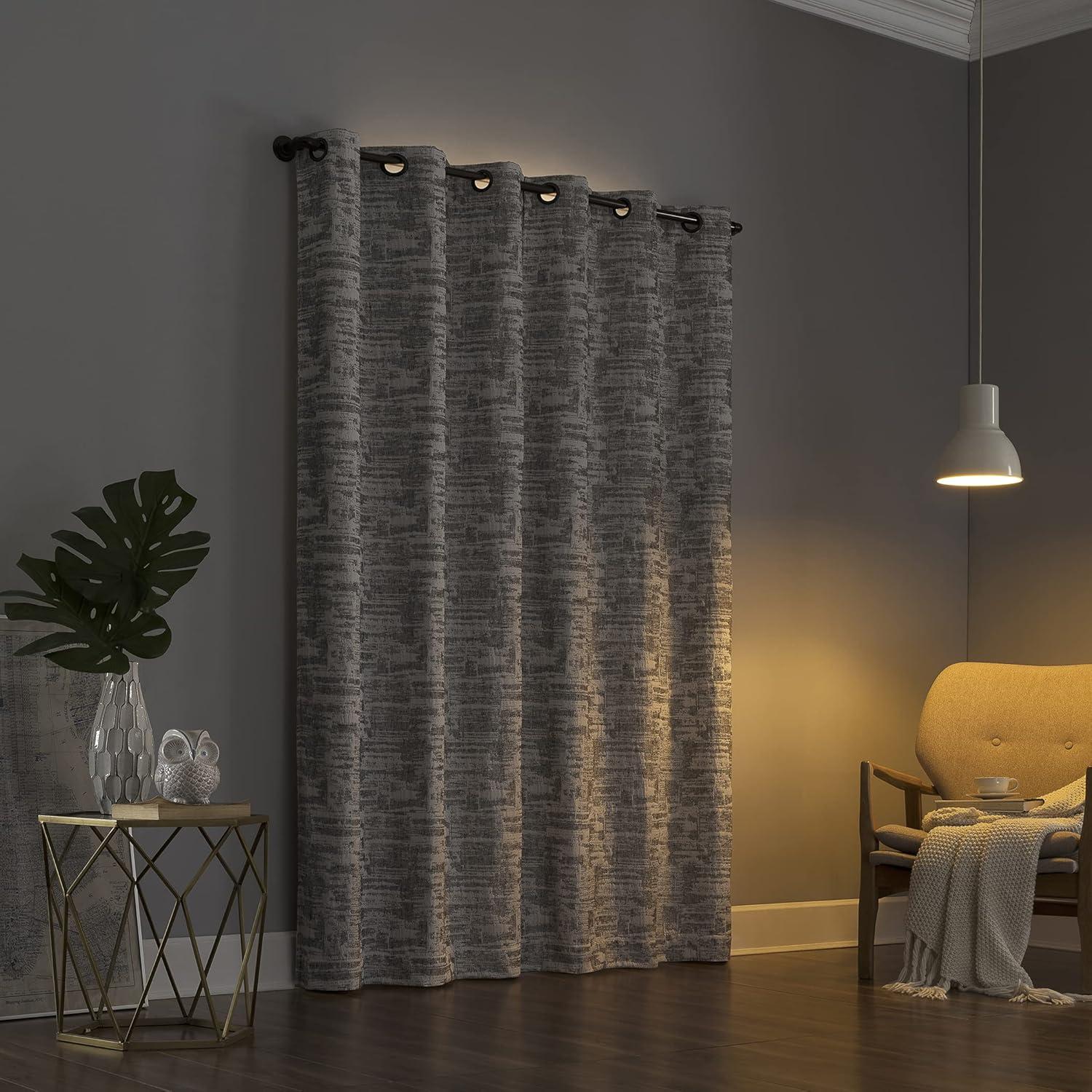 Sun Zero Parrish Distressed Grid Thermal Extreme 100% Blackout Grommet Curtain Panel