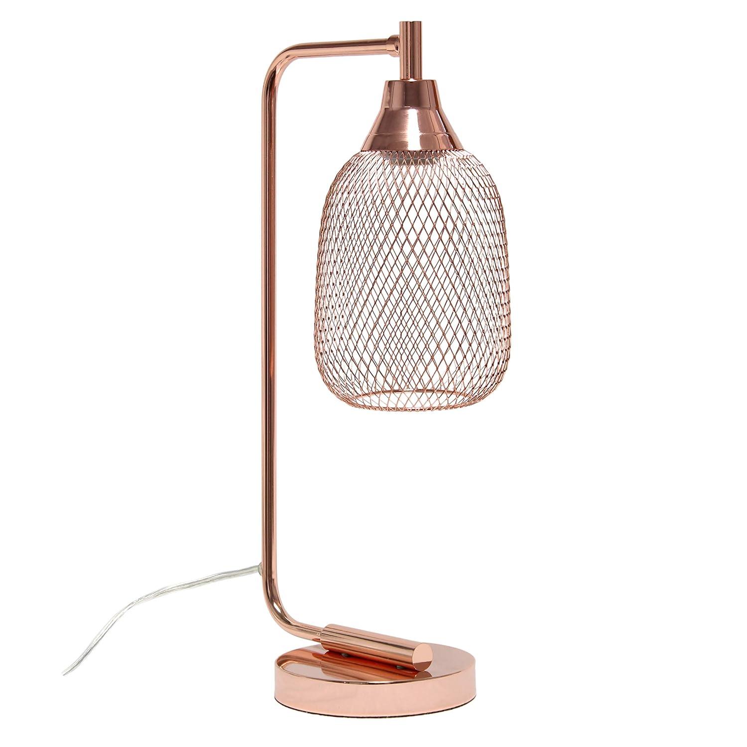 Lalia Home 19" Industrial Mesh Desk Lamp, Rose Gold