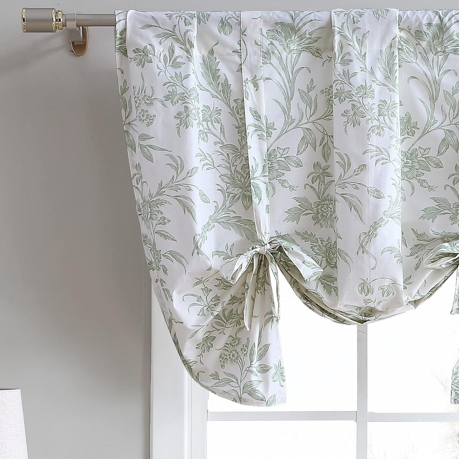 Laura Ashley Natalie Cotton Tie Up Green Window Valance