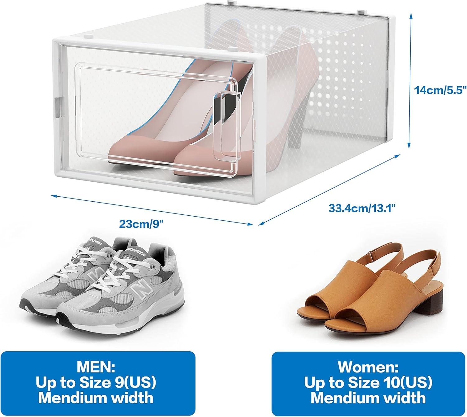 Clear Stackable Plastic Shoe Organizer Boxes for Closet