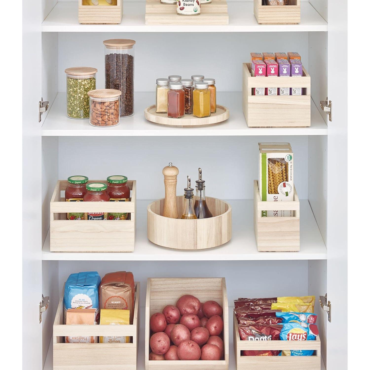 iDesign , Colección de Madera Renovable en Madera Paulownia, Organizador de Plato Giratorio de 10,5" de Alto