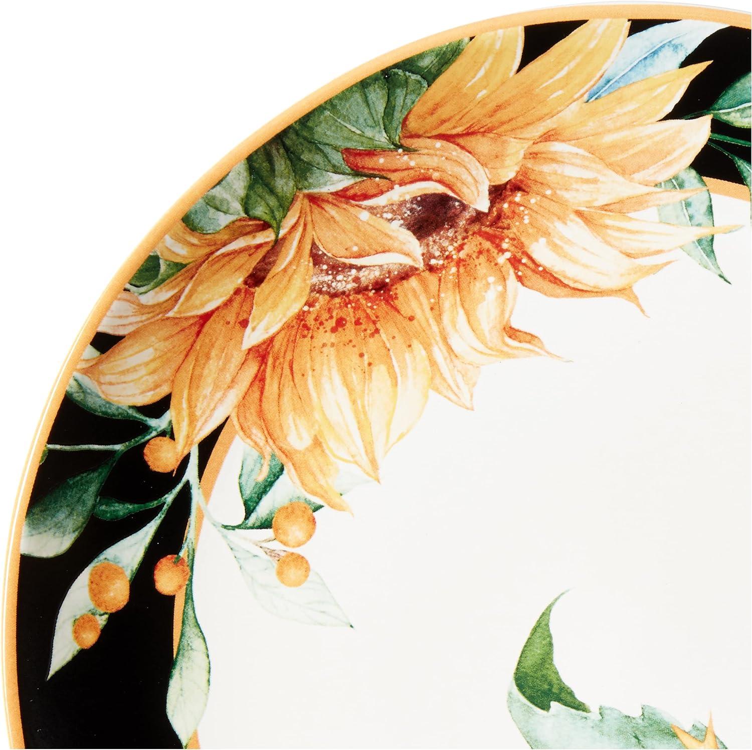 Sunflower Fields 13" Ceramic Dinner Plates, Set of 4